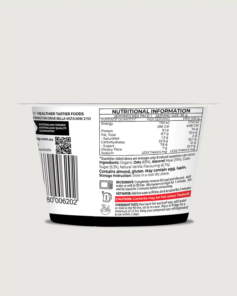 Frisp Dry Oats Vanilla 65g back