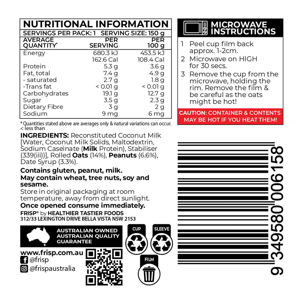 Frisp Ready to Eat Oats Peanut Butter NIPS