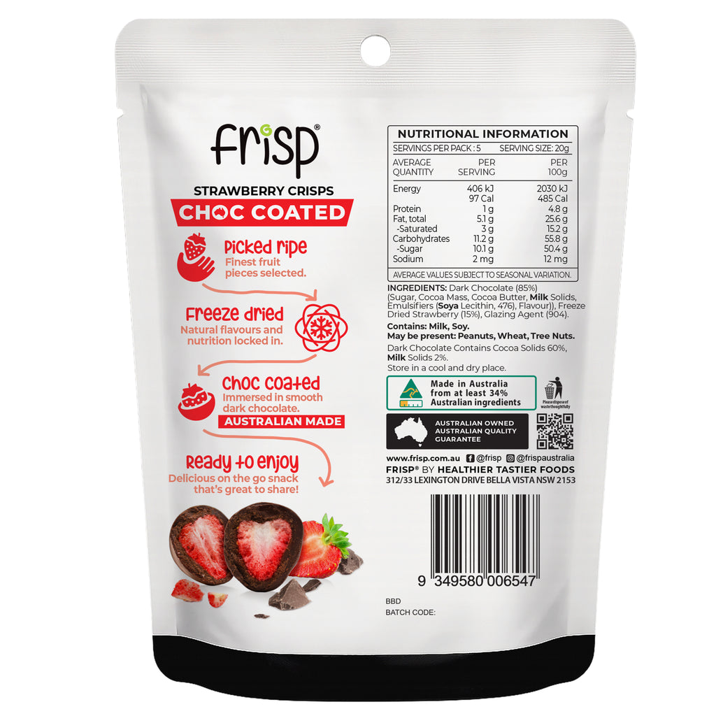 Choc-Coated Strawberry Crisps - 100g