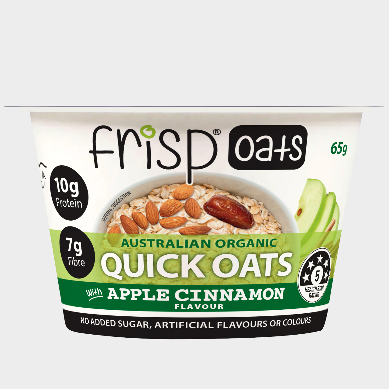 Frisp Australian Organic Quick Oats - Apple Cinnamon 65g