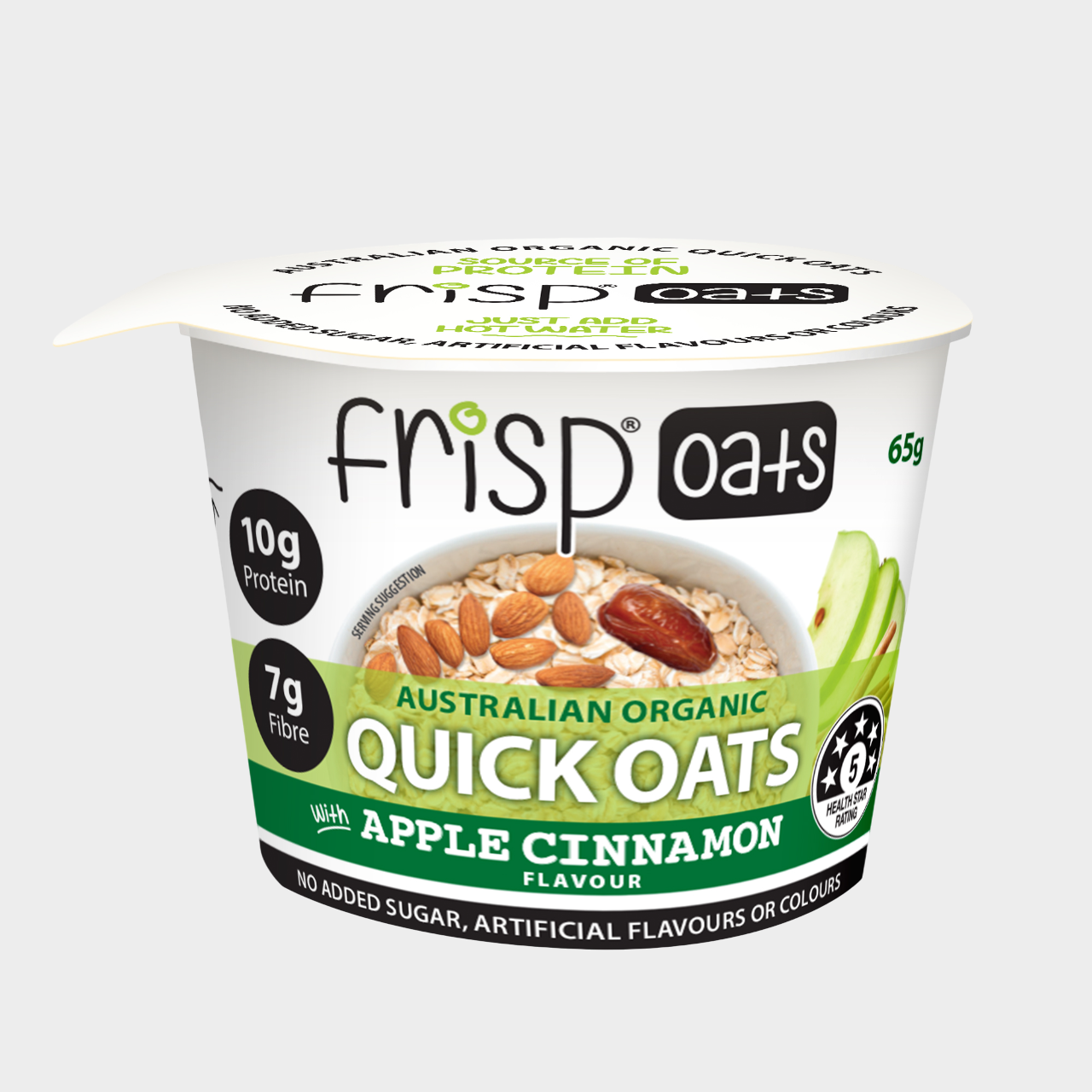 Frisp Australian Organic Quick Oats - Apple Cinnamon 65g