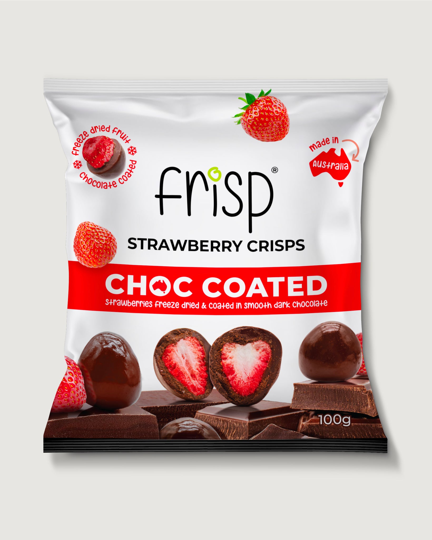 Choc-Coated Strawberry Crisps - 100g